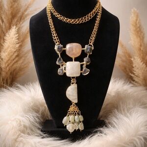 Elegant Gold and Gemstone Statement Necklace